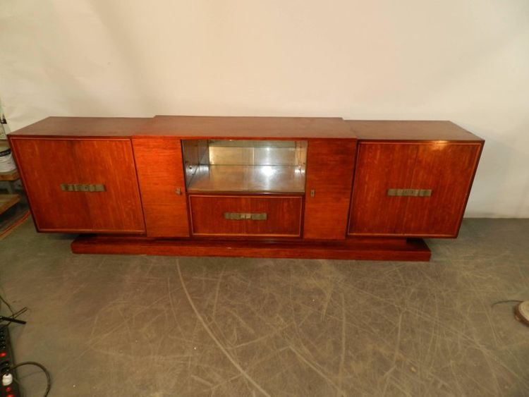Decoene Freres, Very Large Art Deco Period Sideboard in Moire Mahogany Veneer, Circa 1930
