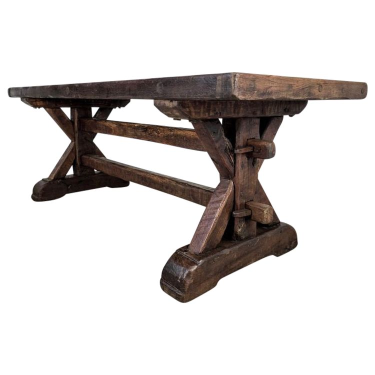 Large 19th century oak table from an inn