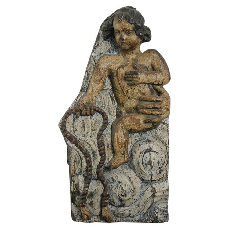 Bas Relief In Polychrome Wood, XVIIth Century