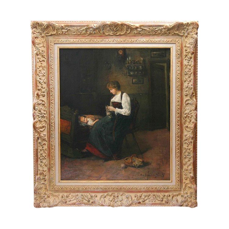 Öl auf Leinwand, Frau mit Strickzeug, William De Lancy-ward