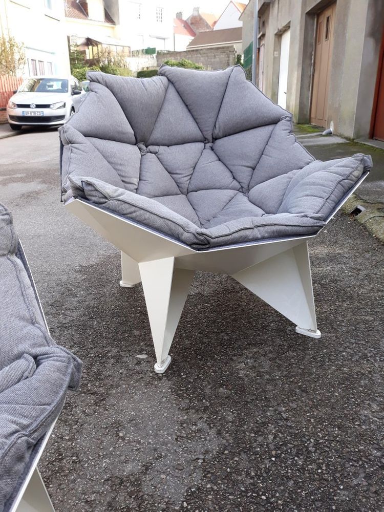 Three Large Original Lacquered Metal Armchairs Circa 1970/1980