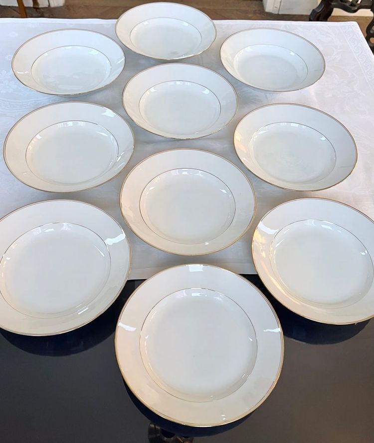 10 piatti fondi in porcellana di Limoges - Jean Pouyat - Servizio da tavola