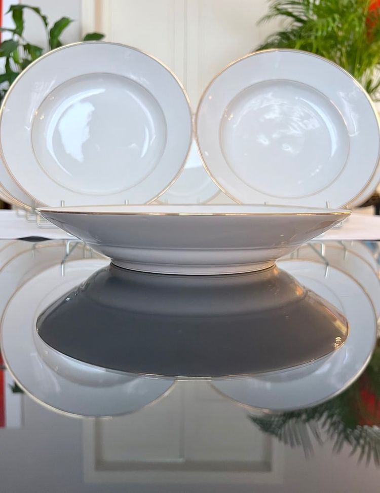 10 piatti fondi in porcellana di Limoges - Jean Pouyat - Servizio da tavola