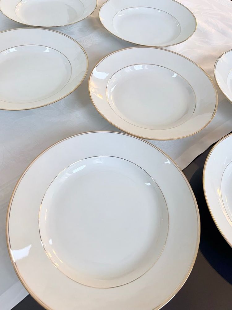 10 piatti fondi in porcellana di Limoges - Jean Pouyat - Servizio da tavola