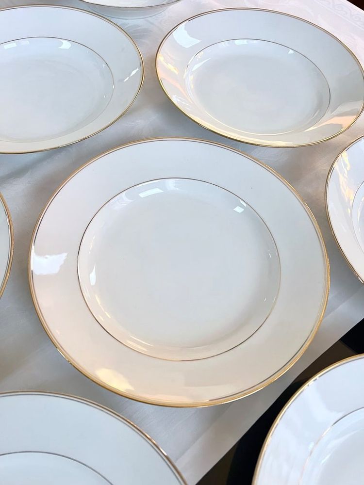 10 piatti fondi in porcellana di Limoges - Jean Pouyat - Servizio da tavola