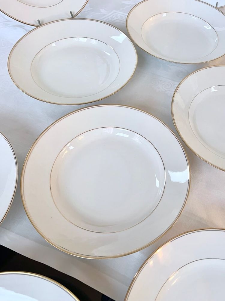 10 piatti fondi in porcellana di Limoges - Jean Pouyat - Servizio da tavola