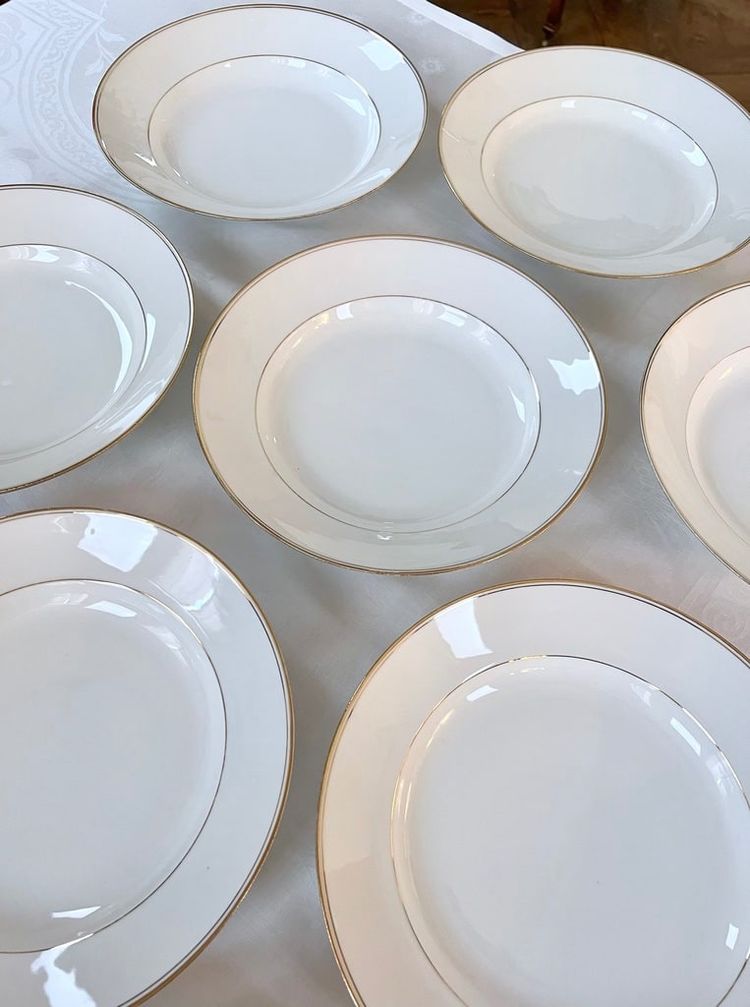 10 piatti fondi in porcellana di Limoges - Jean Pouyat - Servizio da tavola