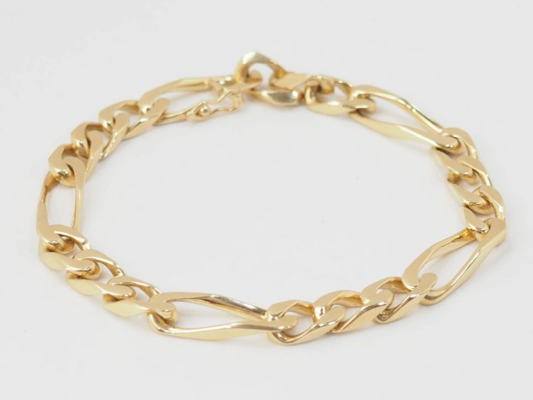 Bracciale vintage con catena figurata alternata 1/3 in oro giallo