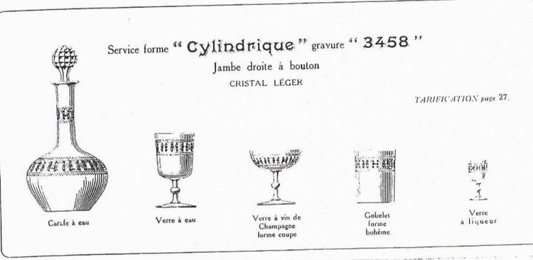 7 Baccarat cylindrical water glasses engraving 3458 catalog 1916