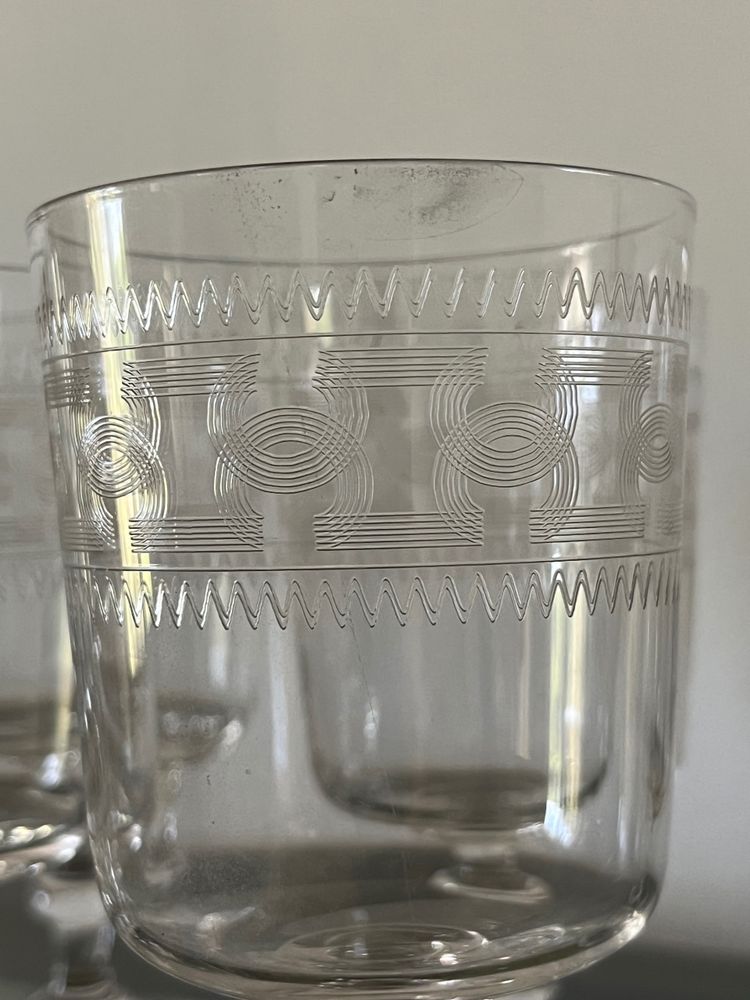 7 Baccarat cylindrical water glasses engraving 3458 catalog 1916