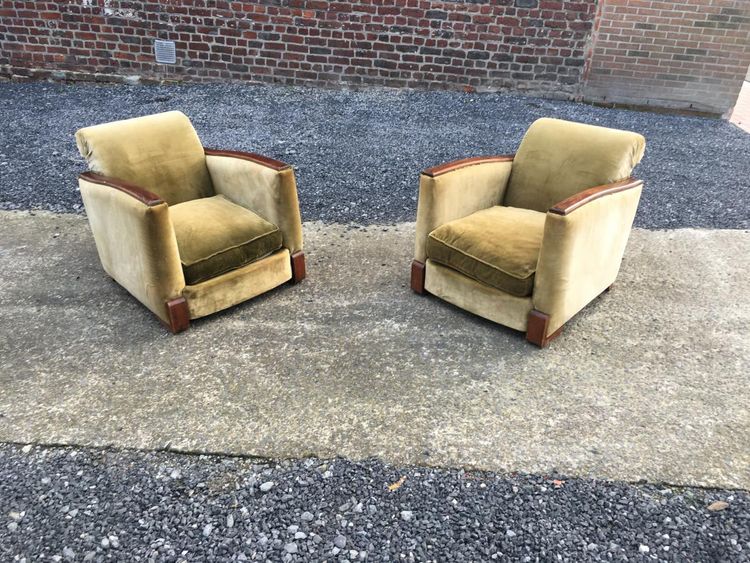 Paire d'élégants Fauteuils Art Deco En Acajou Circa 1930