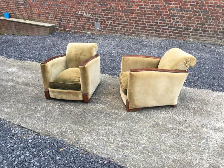 Paire d'élégants Fauteuils Art Deco En Acajou Circa 1930