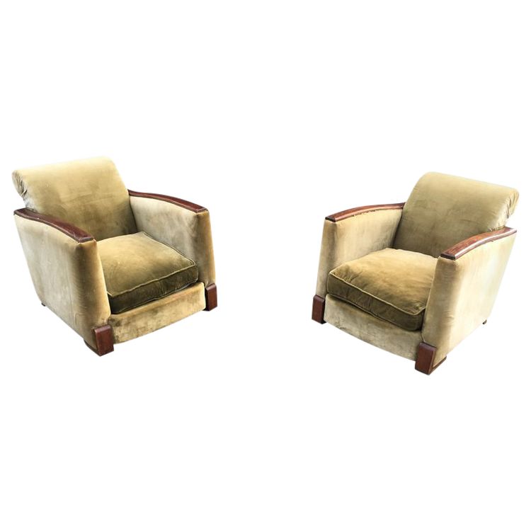 Paire d'élégants Fauteuils Art Deco En Acajou Circa 1930