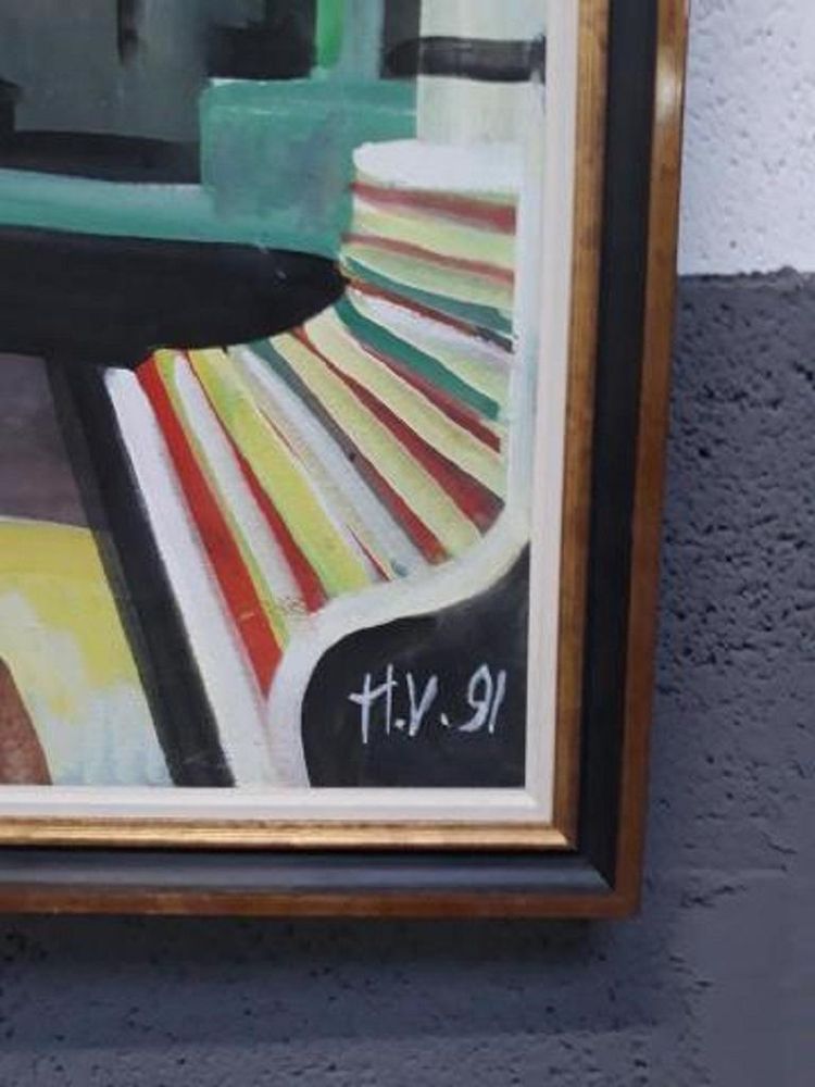 Henri Van Wynsberghe Gouache su cartoncino firmato e datato 91