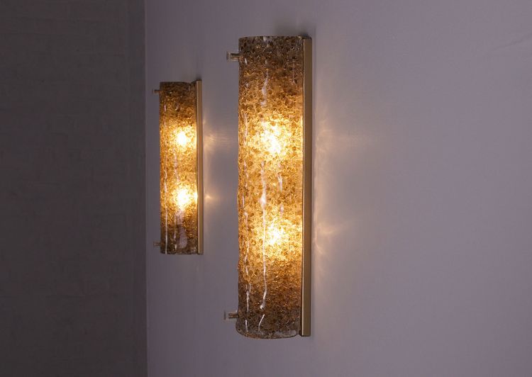 Pair of sconces in amber Murano.