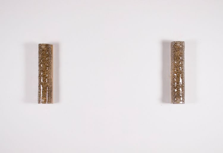 Pair of sconces in amber Murano.