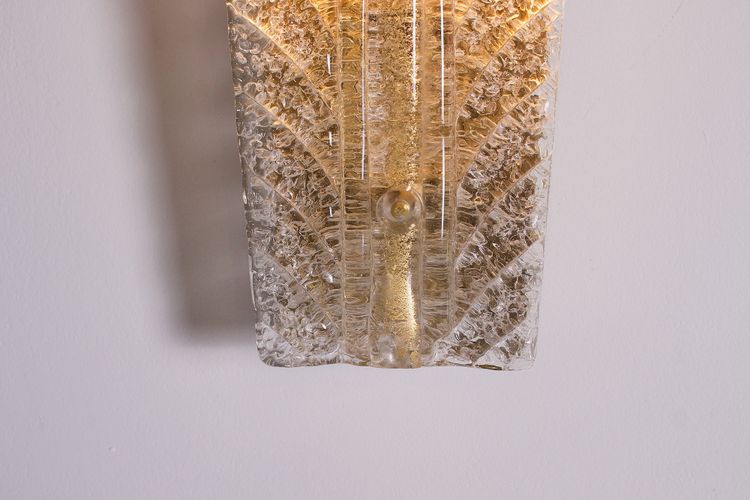 Pair of large Murano "Feuilles" wall lights, Barovier Toso.