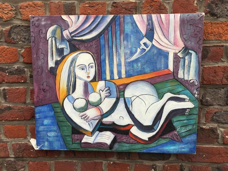 Pottet R. "jeune Femme Au Livre" Oil on Canvas Signed Bottom Right - 50x60