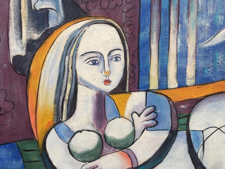 Pottet R. "jeune Femme Au Livre" Oil on Canvas Signed Bottom Right - 50x60