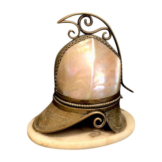 Shell Mounted In A Helmet Forming A Box, 19th Century