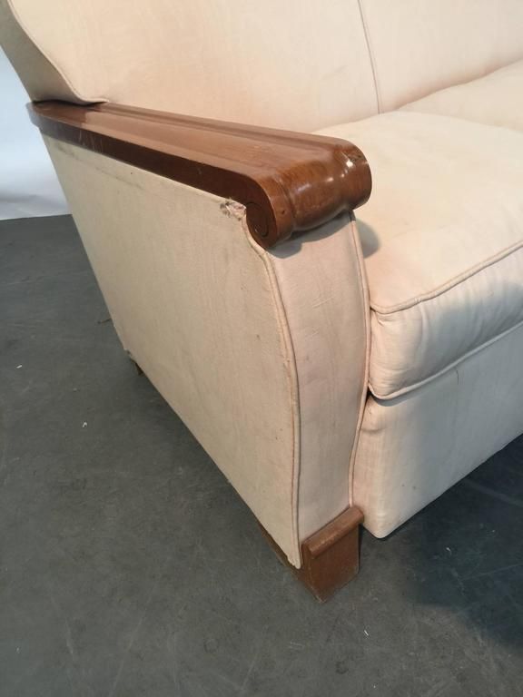 Gaston Poisson, Rare Art Deco 3-Seater Mahogany Sofa, circa 1930