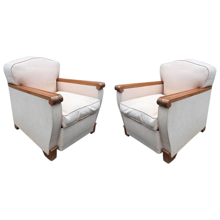 Gaston Poisson, coppia di poltrone Art Déco in mogano biondo, circa 1935.
