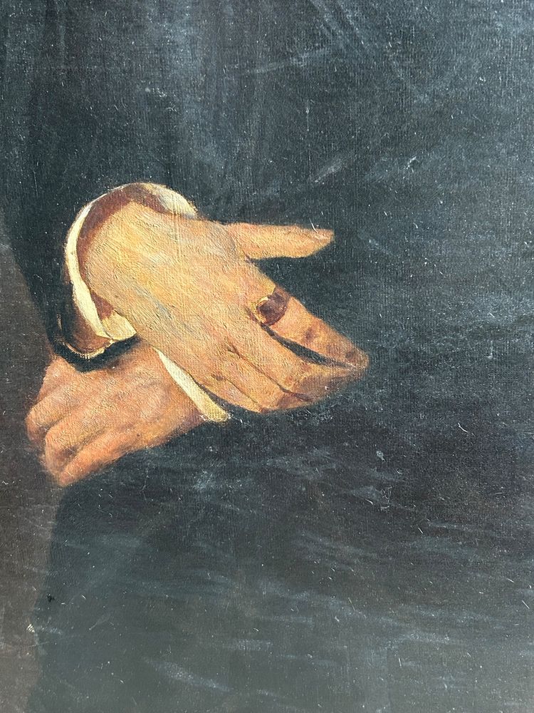 Importante ritratto del conte Henry D' Aspies - Olio su tela firmato Frank 1889 H 164 Cm