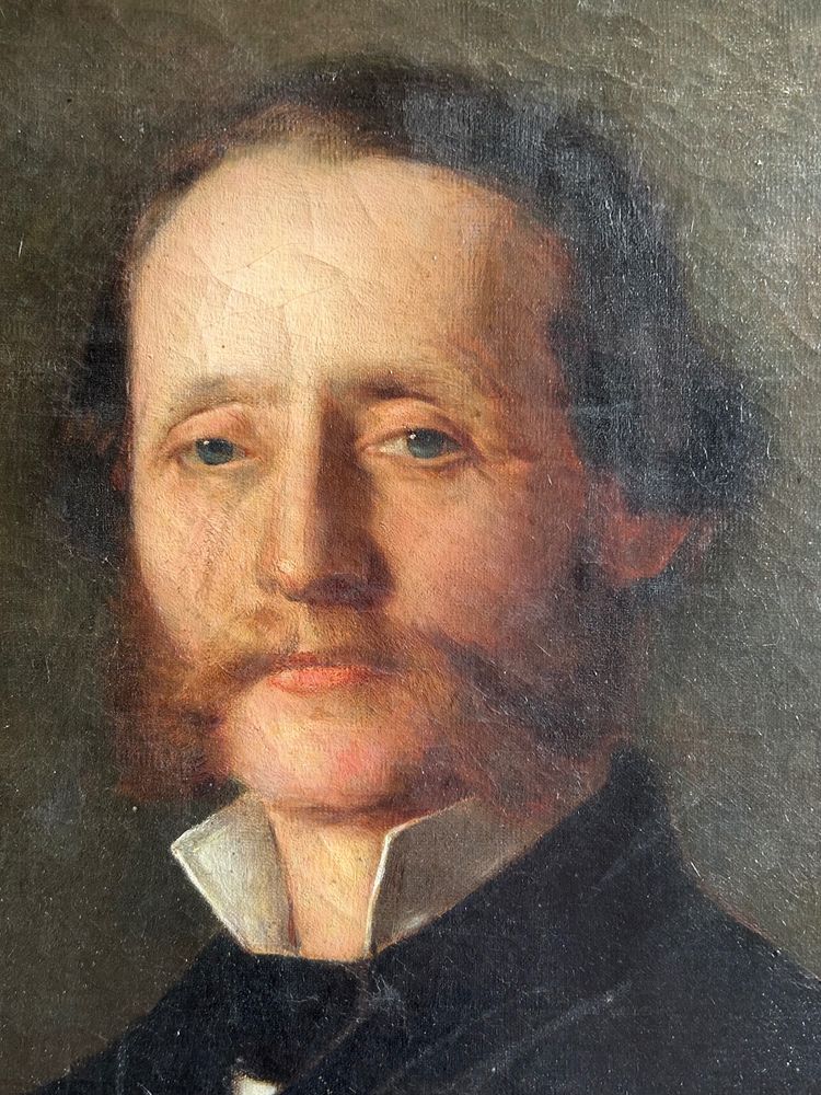 Importante ritratto del conte Henry D' Aspies - Olio su tela firmato Frank 1889 H 164 Cm