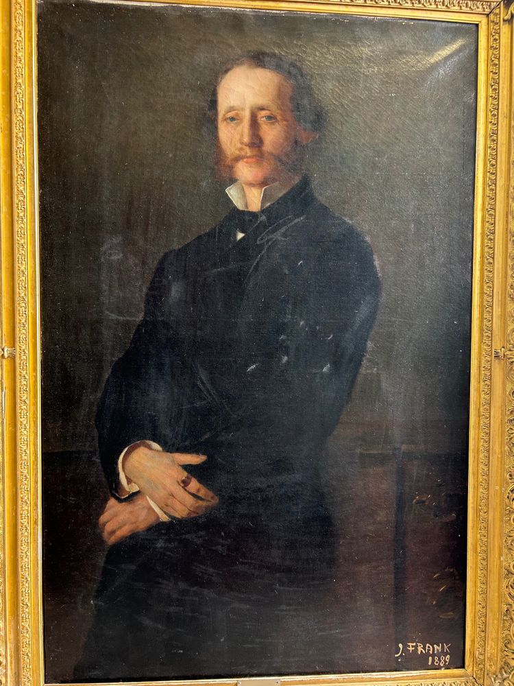 Importante ritratto del conte Henry D' Aspies - Olio su tela firmato Frank 1889 H 164 Cm