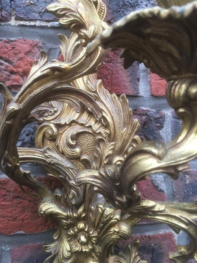 Grande applique in bronzo in stile Luigi XV a 7 luci, 1950 circa