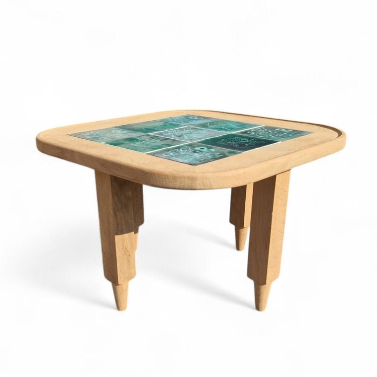 Jerome" pedestal table in light oak, Guillerme et Chambron, Boleslaw Danikowski