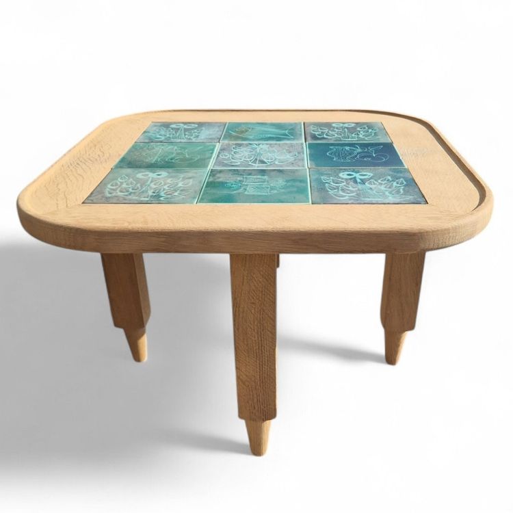 Jerome" pedestal table in light oak, Guillerme et Chambron, Boleslaw Danikowski