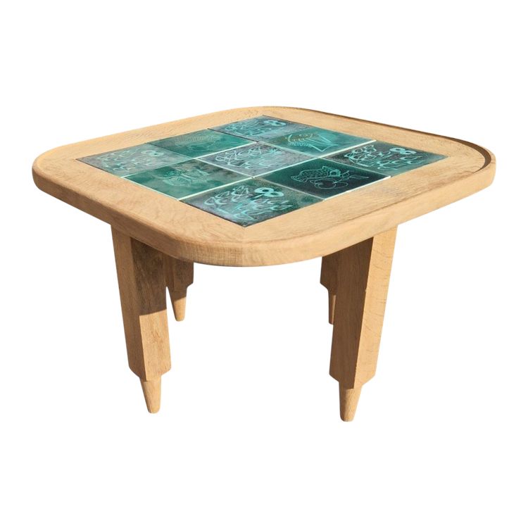 Jerome" pedestal table in light oak, Guillerme et Chambron, Boleslaw Danikowski