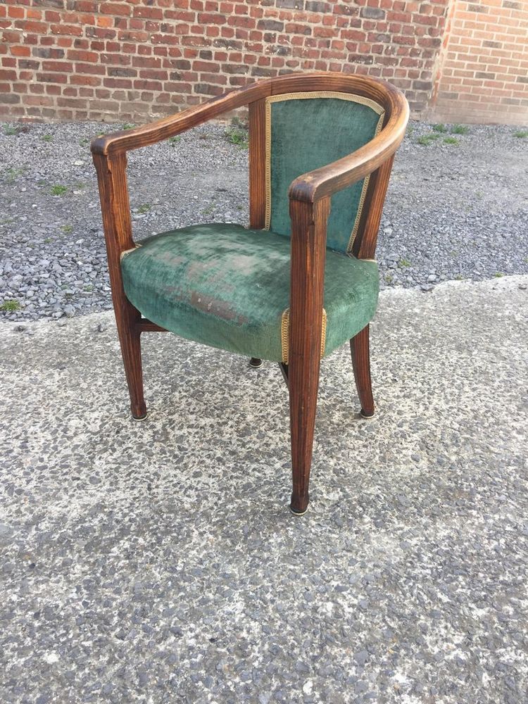 1 Fauteuil Art Deco, Circa 1925, Decor Faux Bois