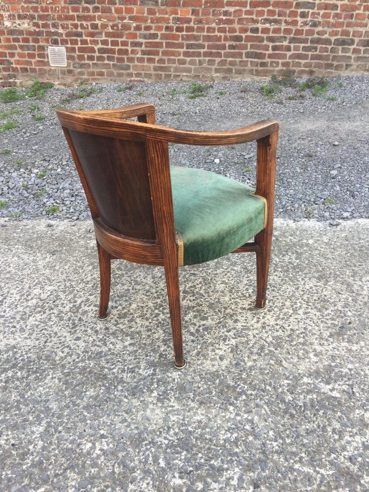 1 Fauteuil Art Deco, Circa 1925, Decor Faux Bois