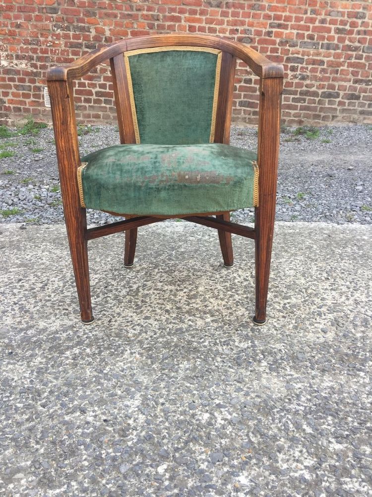 1 Fauteuil Art Deco, Circa 1925, Decor Faux Bois