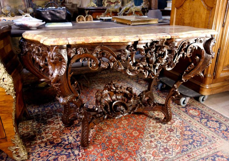 Consolle Luigi XV in rovere e marmo di Breche d'Alep
