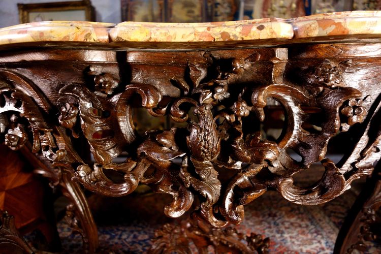 Consolle Luigi XV in rovere e marmo di Breche d'Alep