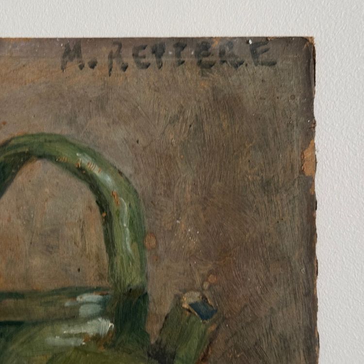 Öl auf Karton Stillleben mit Krug von M. Reppere XX.