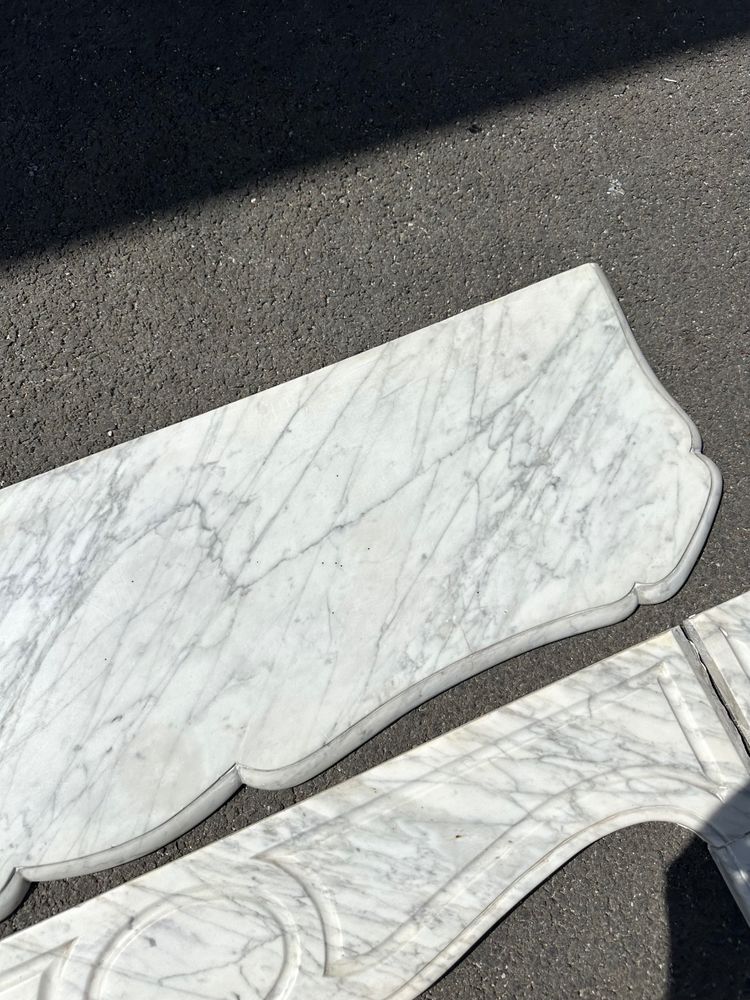 Kamin im Stil von Louis XV aus weißem Marmor
