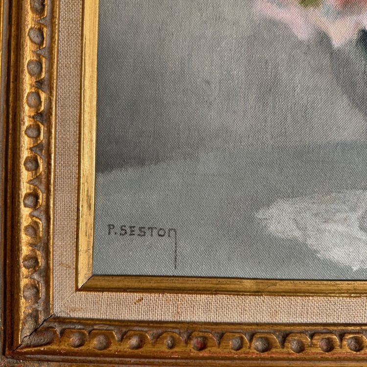 Öl auf Leinwand Stillleben Rosenstrauß von Paul Seston XX.