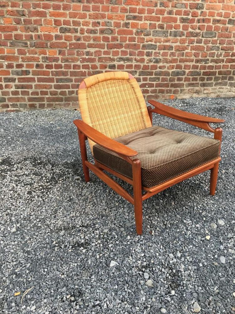 Important Scandinavian Teak And Rattan Living Room, Circa 1960/1970