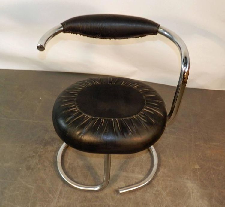 Giotto Stoppino, 10 Chrome And Moleskine Chairs Italy 1970