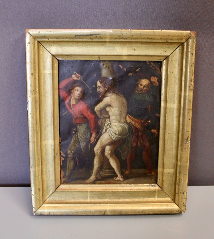 Huile Sur Cuivre Flagellation Du Christ Fin XVII