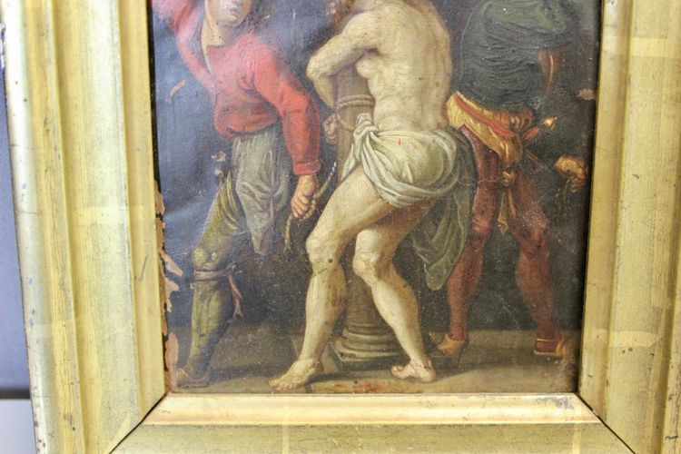 Huile Sur Cuivre Flagellation Du Christ Fin XVII