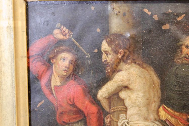 Huile Sur Cuivre Flagellation Du Christ Fin XVII