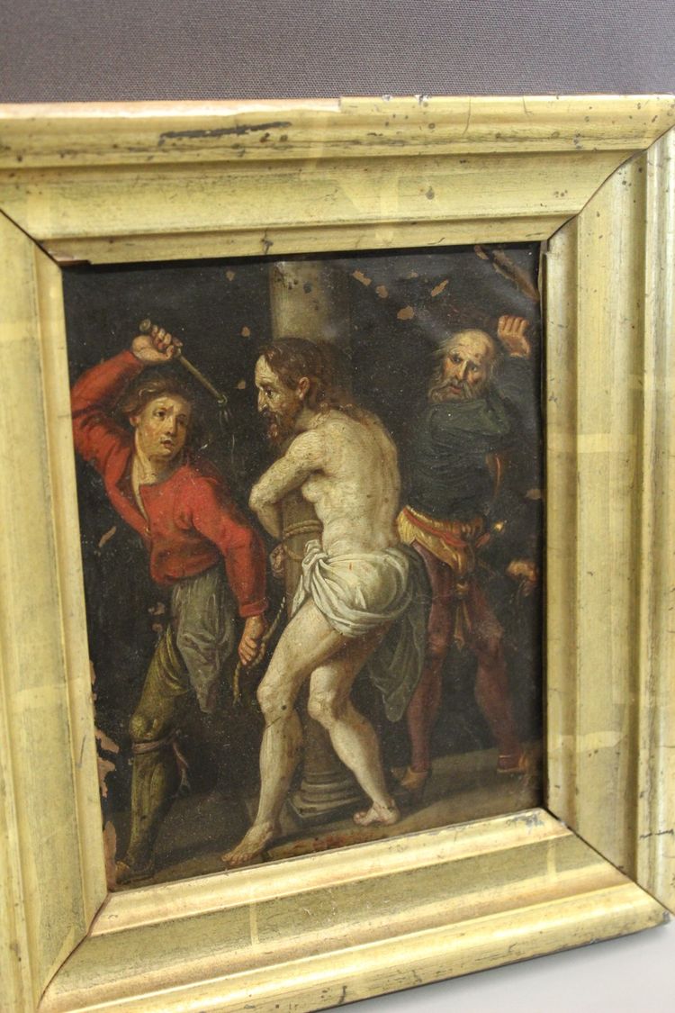 Huile Sur Cuivre Flagellation Du Christ Fin XVII
