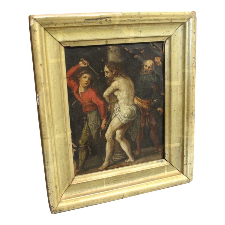 Huile Sur Cuivre Flagellation Du Christ Fin XVII