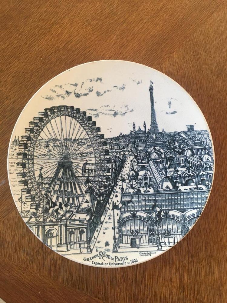 Grande piatto in ceramica, "la Grande Roue De Paris, exposition Universelle De Paris" Circa 1900