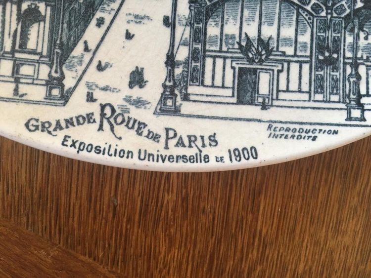 Grande piatto in ceramica, "la Grande Roue De Paris, exposition Universelle De Paris" Circa 1900